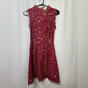 Francesca’s Elegant Burgundy Lace Dress